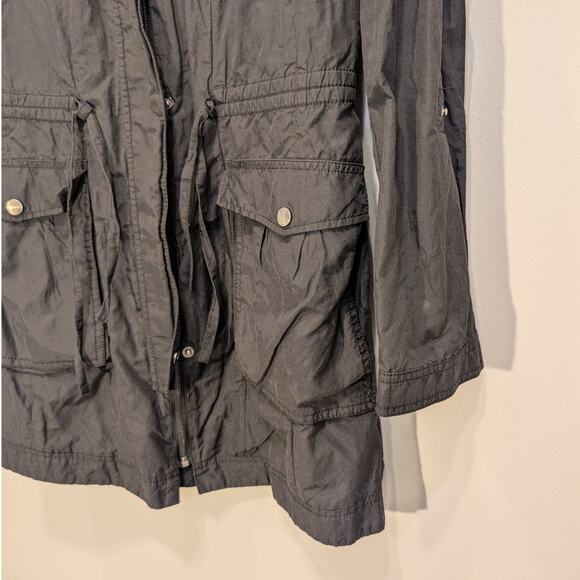 Cole Haan Womens Jacket Nylon Anorak Black Rain Zip Hood - Size S - Picture 6 of 9